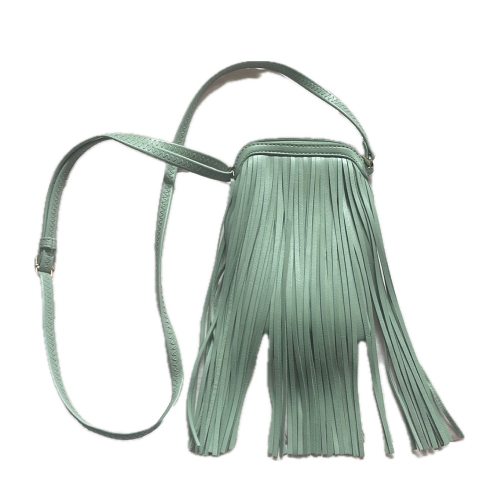 Mint tassel purse.